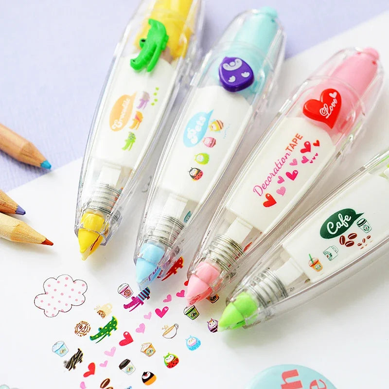 Cartoon Floral Sticker Tape Pen